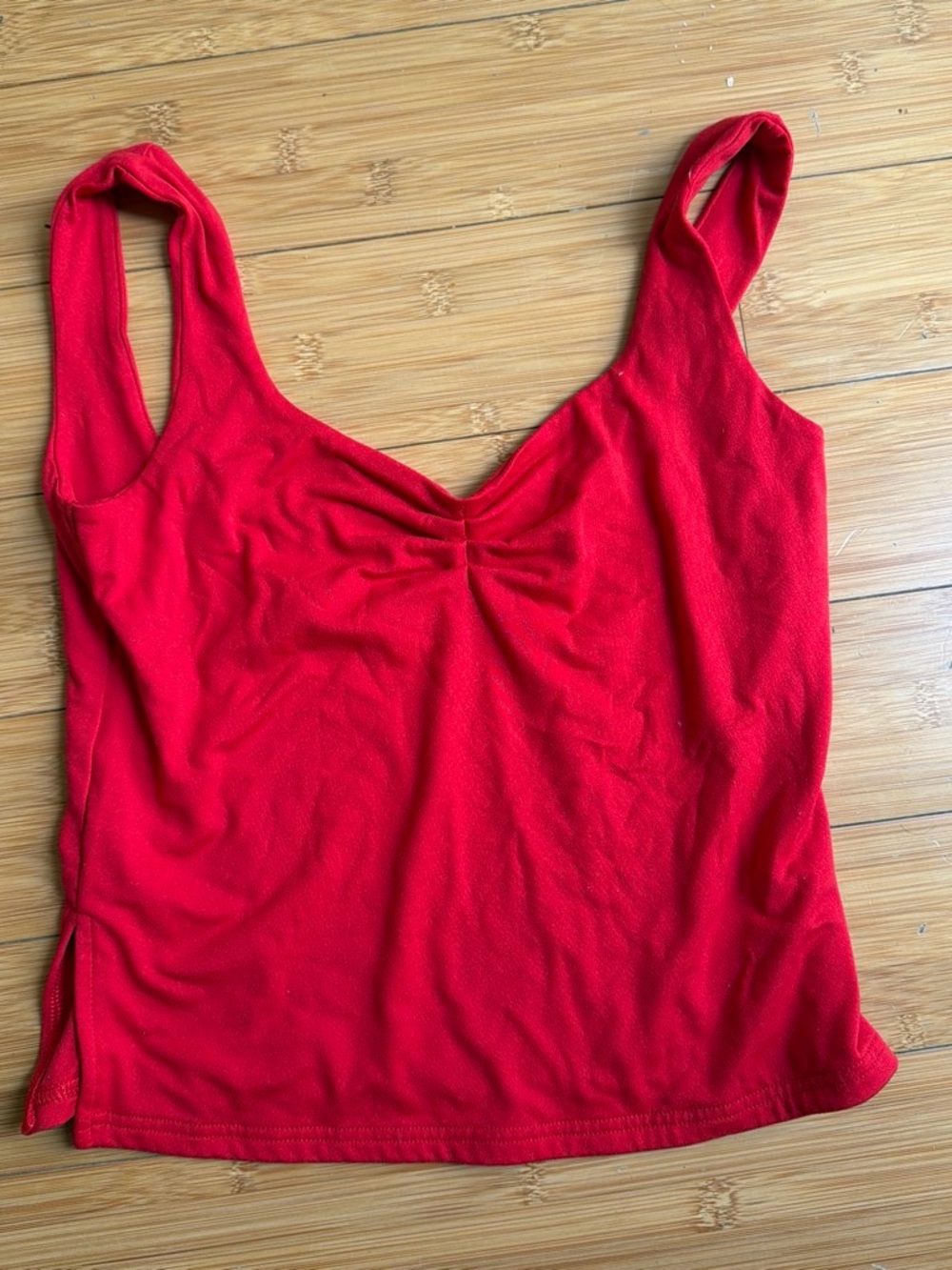 Red Women's Tank Top with Front Twist Detail